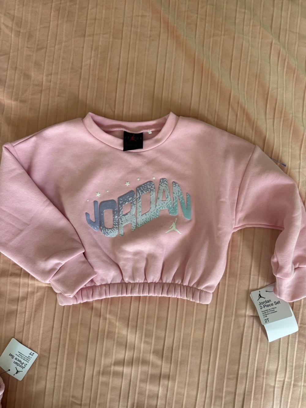 Jordan Jumpman Club Pink Bubble Fleece 2T Toddler Girl Sweatshirt & Joggers Set - Picture 8 of 12